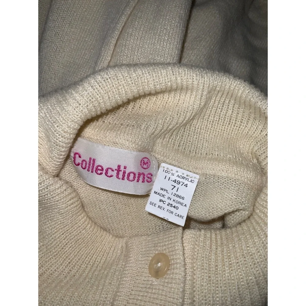 Vintage Collections‎ Cream Mock Neck Button Placket Knit Sweater Long Sleeve 71